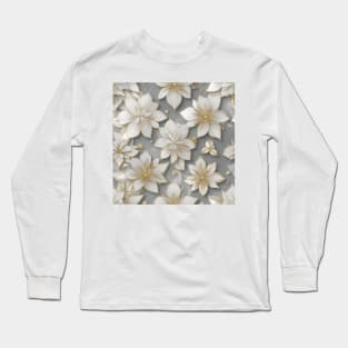 flower abstract water color, pastel, golden and fabric flowers seamless pattern unique style Long Sleeve T-Shirt